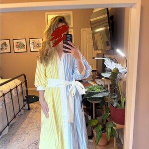 English Factory Blue and Yellow Striped Dress